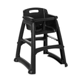 Rubbermaid Commercial Products Sturdy High-Chair 33lb Capacity Black Pre-Assmbled with Wheels Stackable Fits Under Table for Child/Baby/Toddler Seating