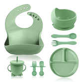 ANAVIL 8 Pack Baby Feeding Set Silicone Toddlers Weaning Feeding Sippy Cup with Straw and Lid Baby Feeding Supplies Set