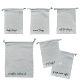 Lucky Love Hospital Bags For Labor and Delivery Diaper Bag Organizing Pouches and Hospital Bag Essentials For Mom (Canvas Drawstring Hospital Pouches)