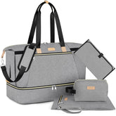 Diaper Bag Tote for Baby 6Pcs - Large Mommy Bag with Portable Changing Pad Waterproof Compartment and Organizer Pouches Multifunctional Hospital Bags for Labor and Delivery Travel Bag for Mom Dad