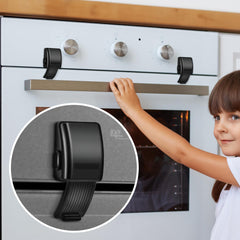 7 Packs Child Safety Heat-Resistant Oven Door Lock and Gas Stove Baby Safety Products Silicone Knob Locks Child Proof Ove Knob Cover for Baby Pet Safety 3M AdhesiveNo Screws or Drill - Black