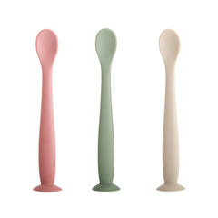 Silicone Baby Feeding Spoons Set of 3 Infant Feeding Spoon for First Stage Bendable Baby Feeding Utensils With Suction Cup Base for Parent & Self-Feeding