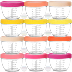 Youngever 18 Sets Baby Food Storage 6 Ounce Baby Food Containers with Lids 9 Bright Pink Colors with Lids Labels