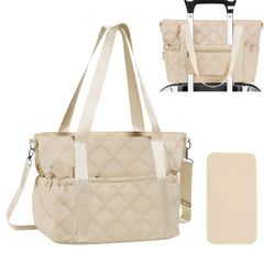 FCQQYWZ Quilted Diaper Bag Tote for Baby Bags with Changing Pad Large Mommy Bag for Women Travel Maternity Bag Shoulder Diaper Bag Nappy Storage Tote Bag Travel Hospital-Khaki