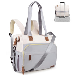 Pripher 4 in 1 Diaper Bag Backpack Mommy Diaper Bag for Baby Travel Diaper Bag Converts into Backpack with Shoulder Strap Large Capacity Mom Backpack for Hospital Multifunction Tote Blue&Beige
