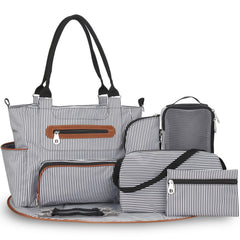 TeqHome 8Pcs Diaper Bag Tote Mommy Bag for Hospital with Pacifier Case and Changing Pad Large Capacity Baby Bag with Changing Pad for Travel Hospital