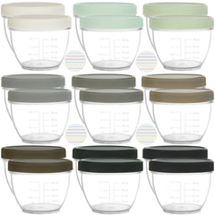Youngever 18 Sets Baby Food Storage 2 Ounce Plastic Baby Food Containers with Lids and Labels (Urban Colors)