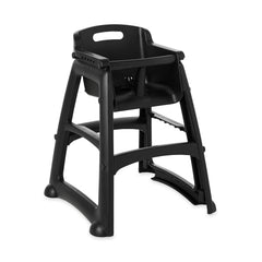 Rubbermaid Commercial Products Sturdy High-Chair 33lb Capacity Black Pre-Assmbled with Wheels Stackable Fits Under Table for Child/Baby/Toddler Seating