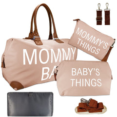 Diaper Bag Tote Set 4 items | IMPROVED X-LARGE Capacity Mommy Bag | Hospital Maternity a Weekeer Bags | Changing Pad | Baby a Mom Things Bags | Waterproof Pink (MMBSP-01)