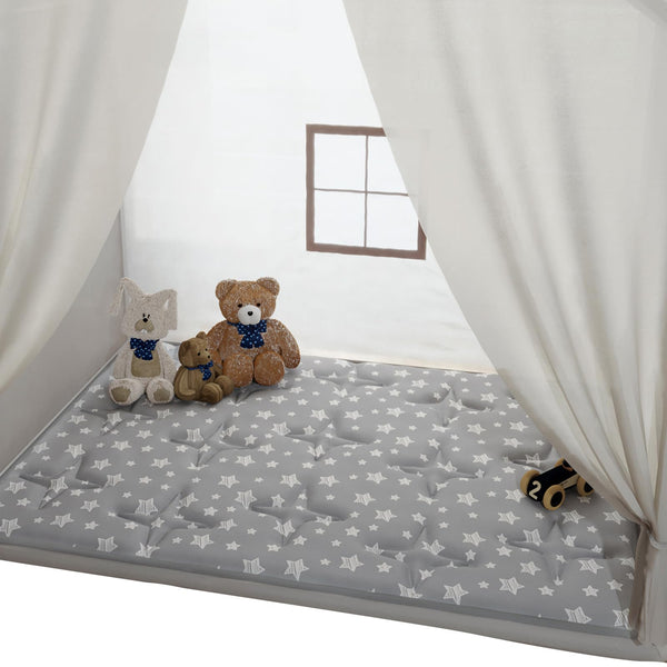 Rectangle Kids Play Mat for Kids Tent Indoor & Outdoor Toddler Tent Non Slip Kids Play Tent Mat Large Kids Playhouse Tent Mat Lovely Star Print Padded Washable Mat 53" L x 36" W