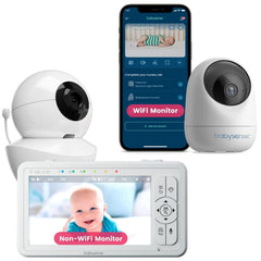Babysense 3MP/HD Video Baby Monitor Bundle - WiFi Camera with App & Separate Non-WiFi Video Baby Monitor with Camera and Audio (Products Dont Connect/Pair with Each Other) - HDS2&FullPeek