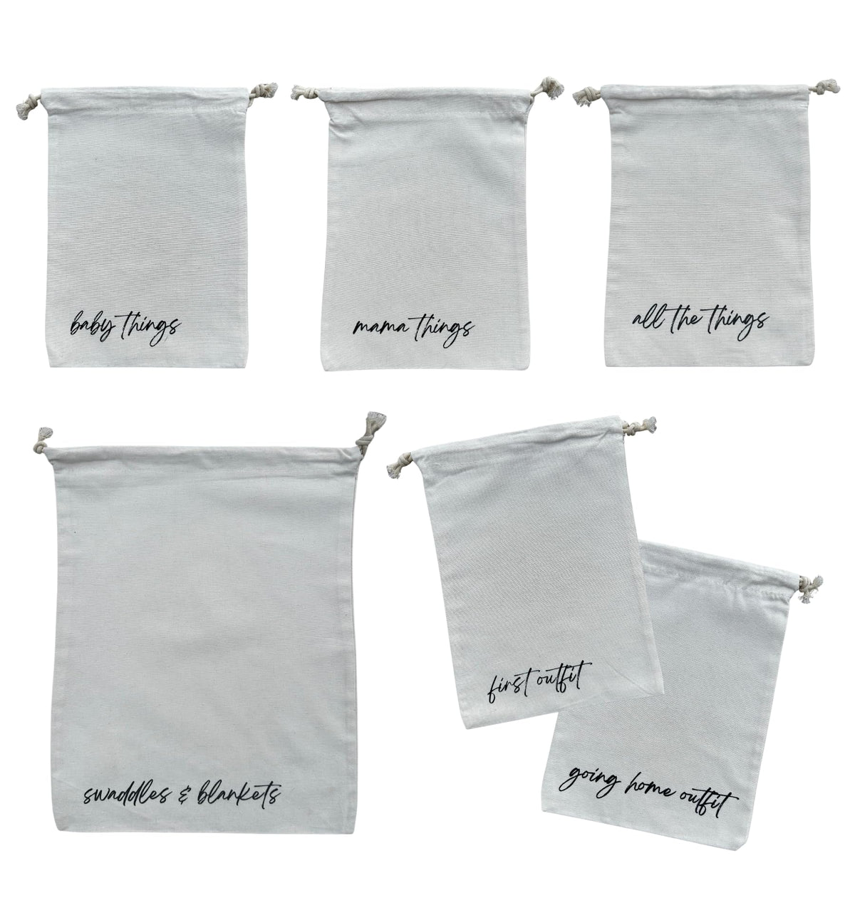 Lucky Love Hospital Bags For Labor and Delivery Diaper Bag Organizing Pouches and Hospital Bag Essentials For Mom (Canvas Drawstring Hospital Pouches)