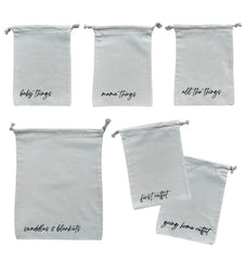 Lucky Love Hospital Bags For Labor and Delivery Diaper Bag Organizing Pouches and Hospital Bag Essentials For Mom (Canvas Drawstring Hospital Pouches)