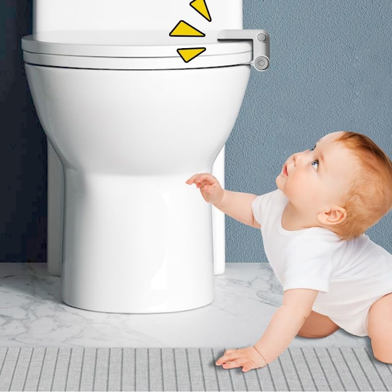 Baby Toilet Safety Locks (White)| Childproof Toilet Seat Lock | Baby Safety Products | Baby Proofing Kit | Prevents Toddlers from Opening Toilet Lids | 3M Adhesive and Tool-Free Installation（1 Pack）